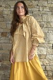 Nonni Gingham Poet Blouse Indian Yellow